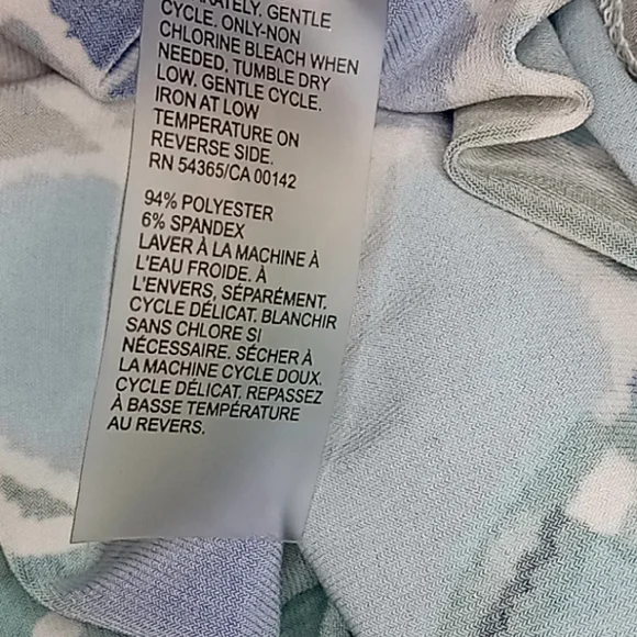 Allison Daley Large Blue Teal Abstract Geometric Blouse 3/4 Sleeve Knit Top L - Picture 7 of 7